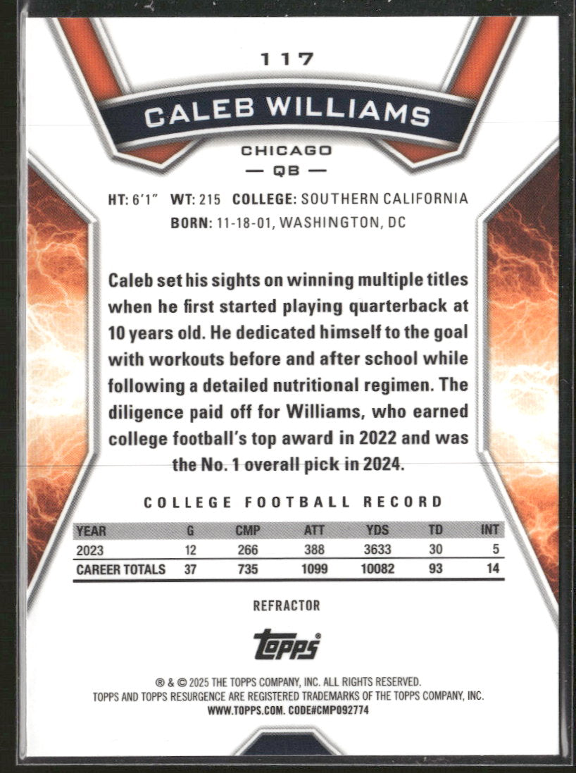 2024 Topps Resurgence Caleb Williams Rookie #117