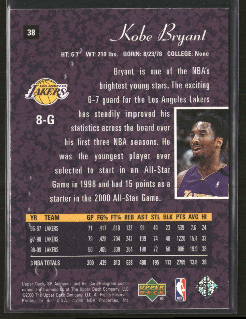 1999-00 SP Authentic Kobe Bryant #38