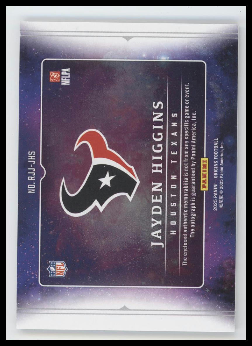 2025 Panini Origins Rookie Jersey Autographs Jayden Higgins Auto #RJJ-JHS