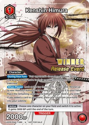 Kenshin Himura (Release Event Winner) (UEPR/RNK-1-086) - UE11BT Rurouni Kenshin Release Event Cards Foil