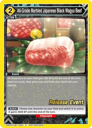 A6-Grade Marbled Japanese Black Wagyu Beef (UEPR/KJ8-1-034) - UE12BT Kaiju No 8 Release Event Cards