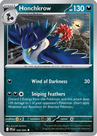 Honchkrow 058 - ME02 Phantasmal Flames Reverse Holofoil
