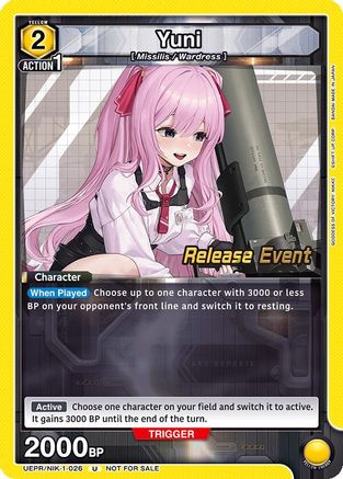Yuni (026) (UEPR/NIK-1-026) - UE14BT GODDESS OF VICTORY NIKKE Release Event Cards