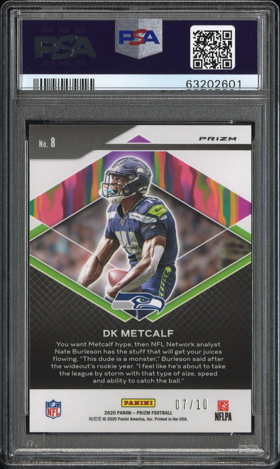 2020 Panini Prizm Hype Hype-Gold Prizm Dk Metcalf 10 PSA #8