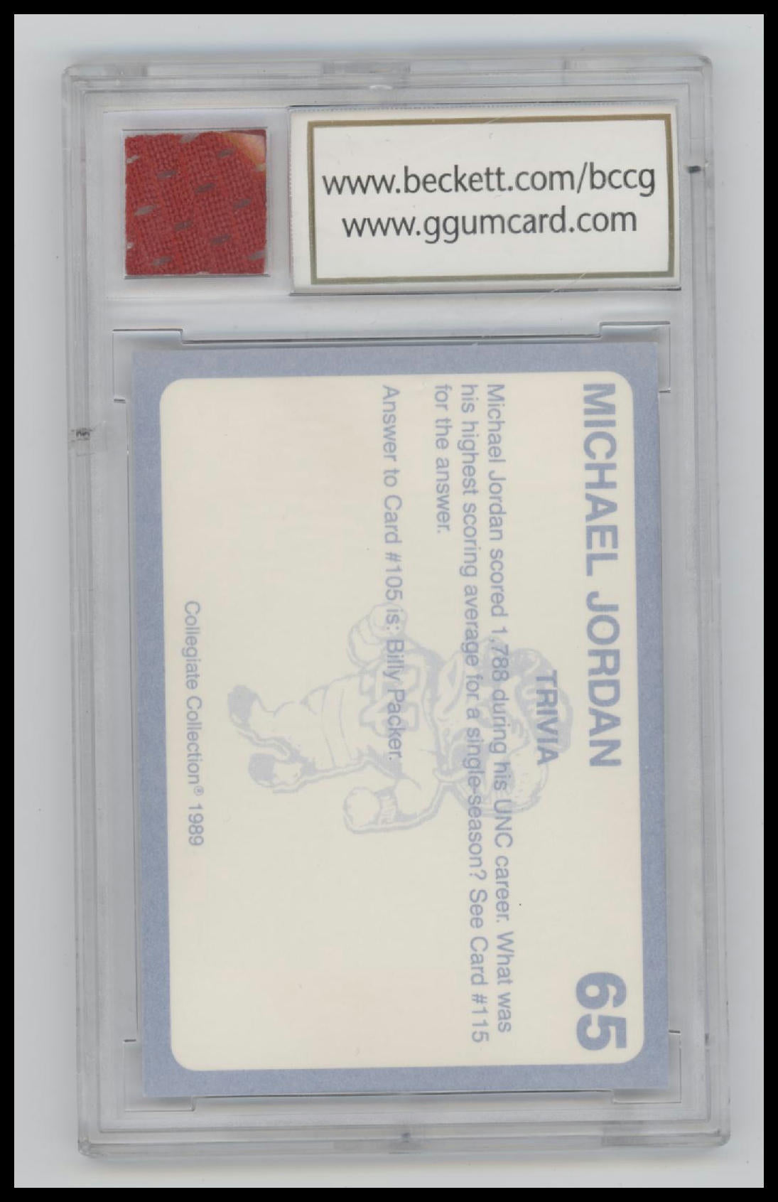 1989-90 North Carolina Collegiate Collection Michael Jordan 10.0 BCCG #65