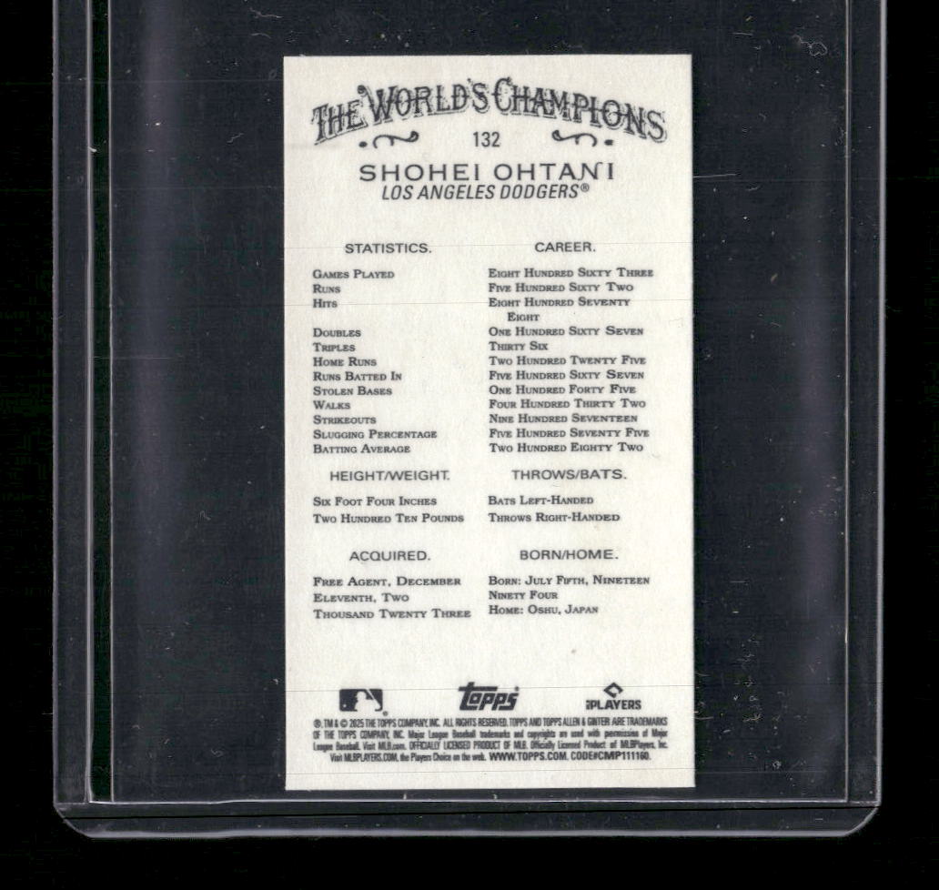 2025 Topps Allen & Ginter Mini Gold Border Shohei Ohtani #132