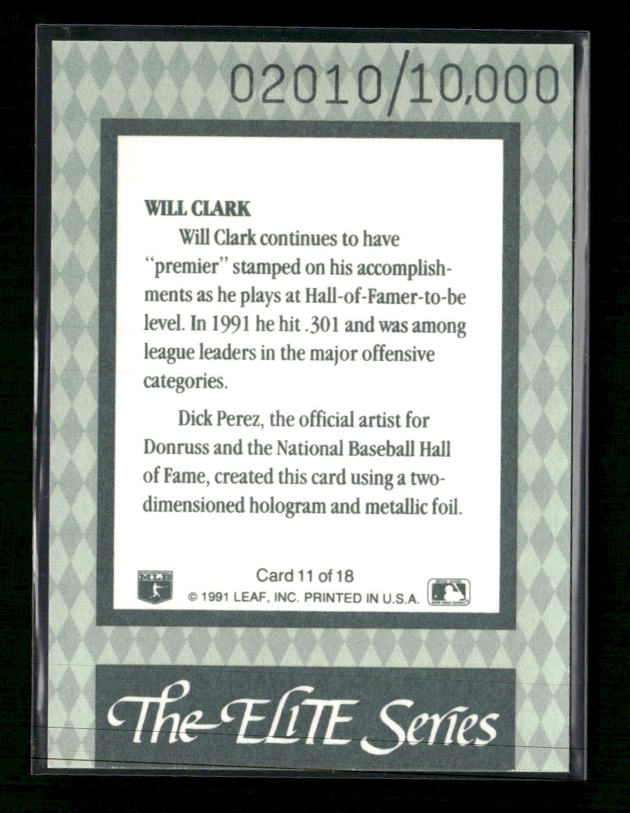 1992 Donruss The Elite Series Will Clark #/10000 #11