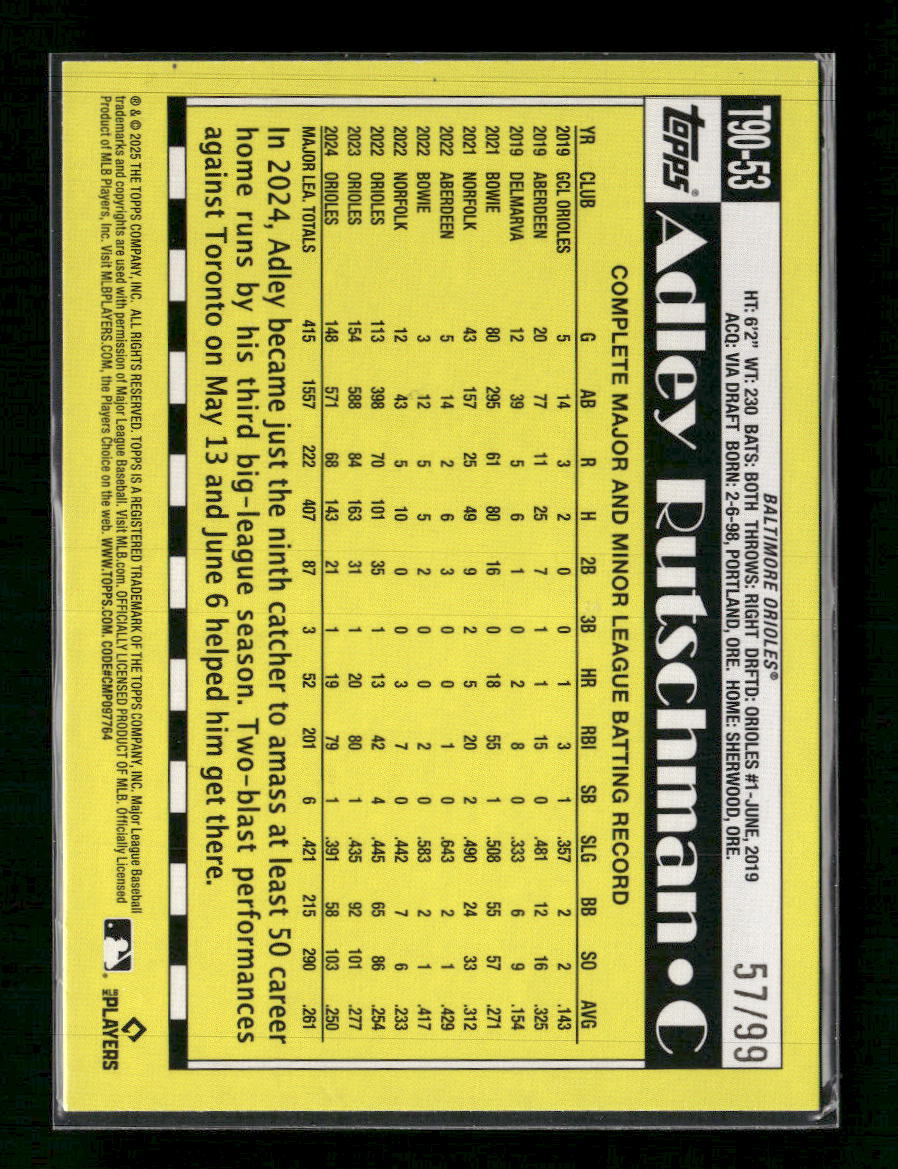 2025 Topps 35th Anniversary Green Crackle Foilboard Adley Rutschman #T90-53