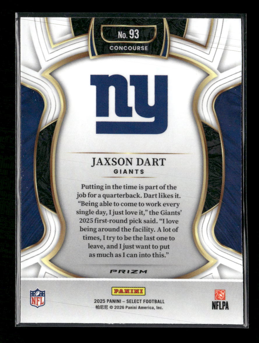 2025 Panini Select Green and Yellow Prizm Shock Jaxson Dart Rookie #93