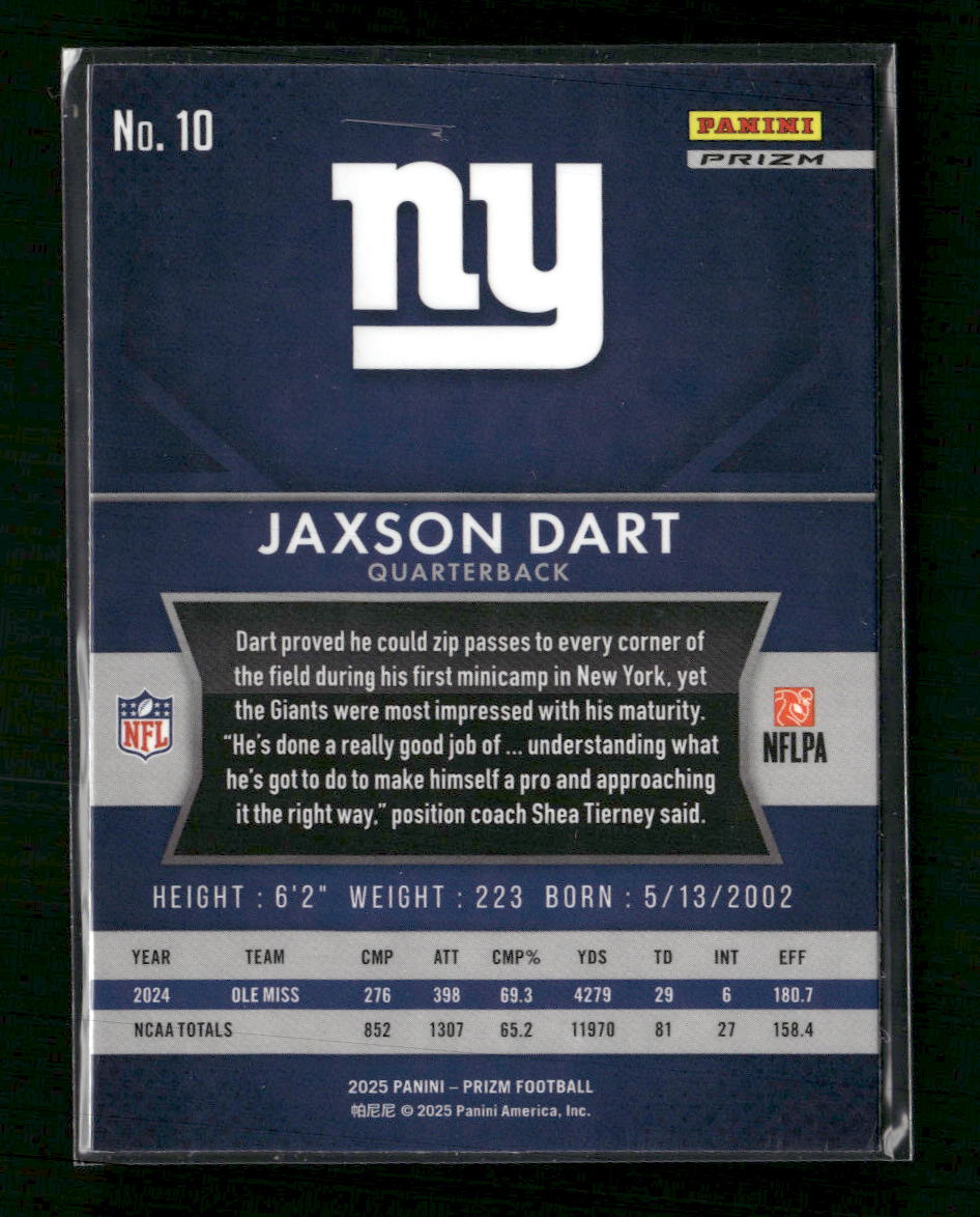 2025 Panini Prizm Silver Jaxson Dart #10