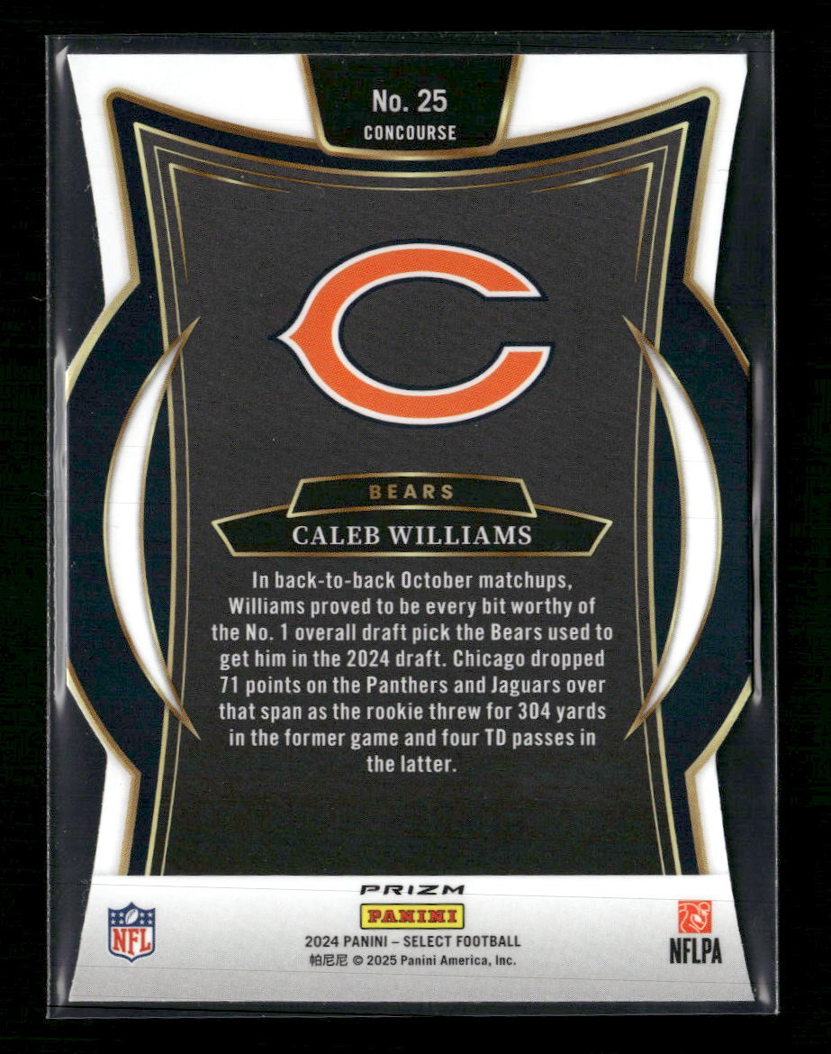 2024 Panini Select Silver Prizm Die Cut Caleb Williams Rookie #25