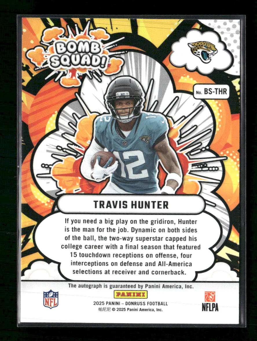 2025 Donruss Bomb Squad Autographs Travis Hunter #/75 Auto #BS-THR