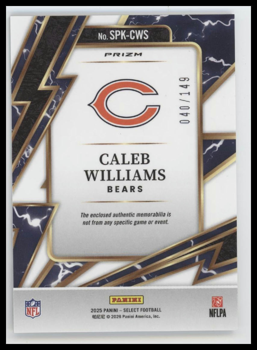 2025 Panini Select Sparks Prizm Caleb Williams #/149 #SPK-CWS