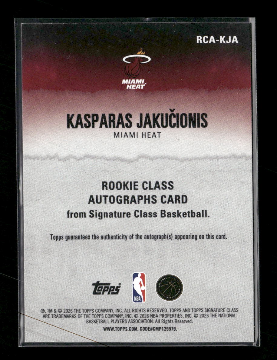 2025-26 Topps Signature Class Rookie Kasparas Jakučionis Auto #RCA-KJA