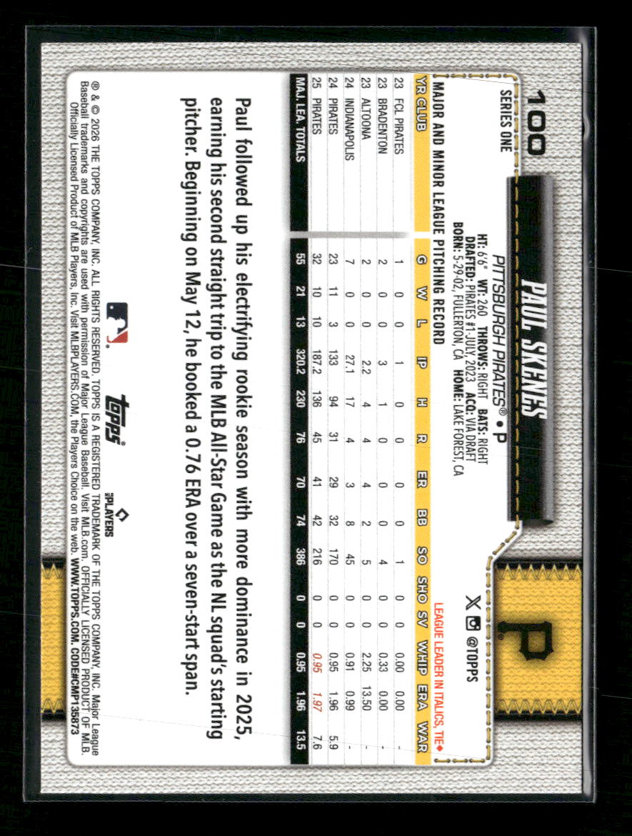 2026 Topps Holiday Eggs Paul Skenes #100