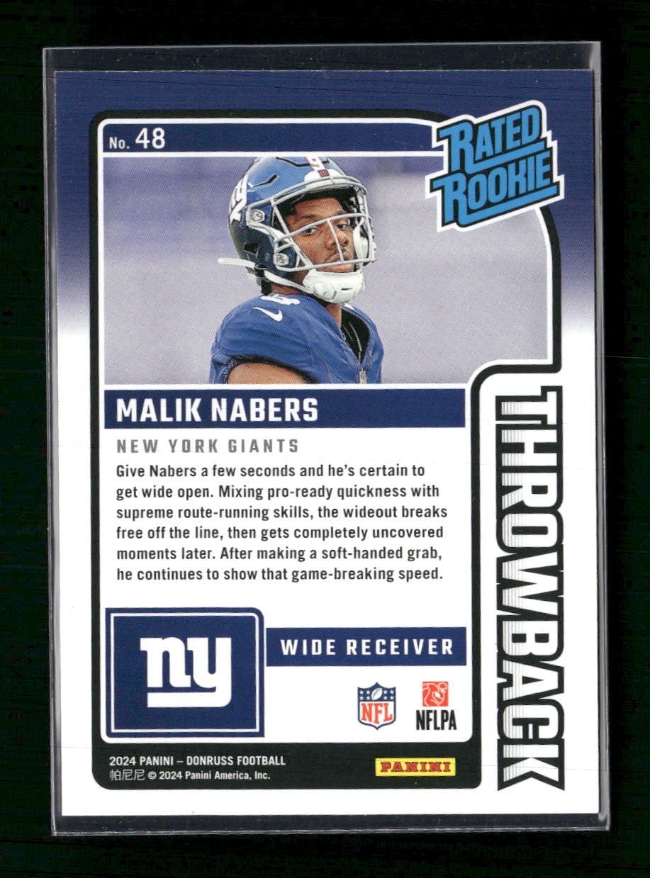 2024 Donruss Rated Rookies Throwback Studio Series Malik Nabers #/100 #48