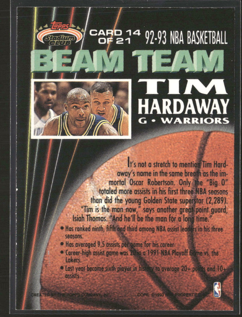 1992-93 Stadium Club Beam Team Members Only Tim Hardaway #14