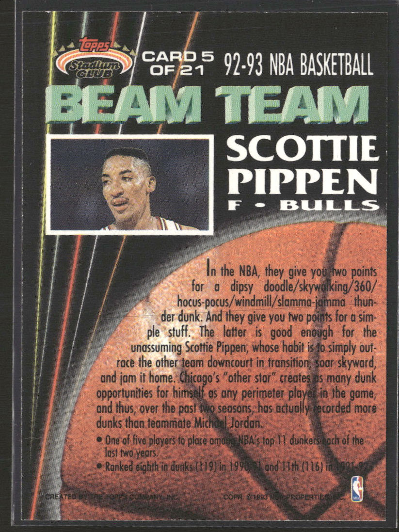 1992-93 Stadium Club Beam Team Members Only Scottie Pippen #5