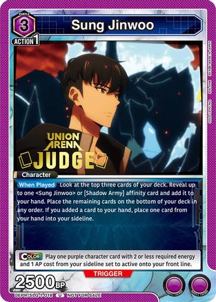 Sung Jinwoo (018) (Judge) (UEPR/SLG-1-018) - Union Arena Promotion Cards Foil