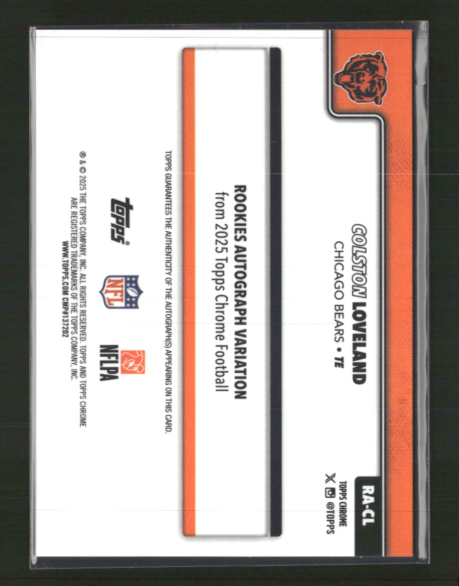 2025 Topps Chrome Chrome Rookie Colston Loveland Auto #RA-CL