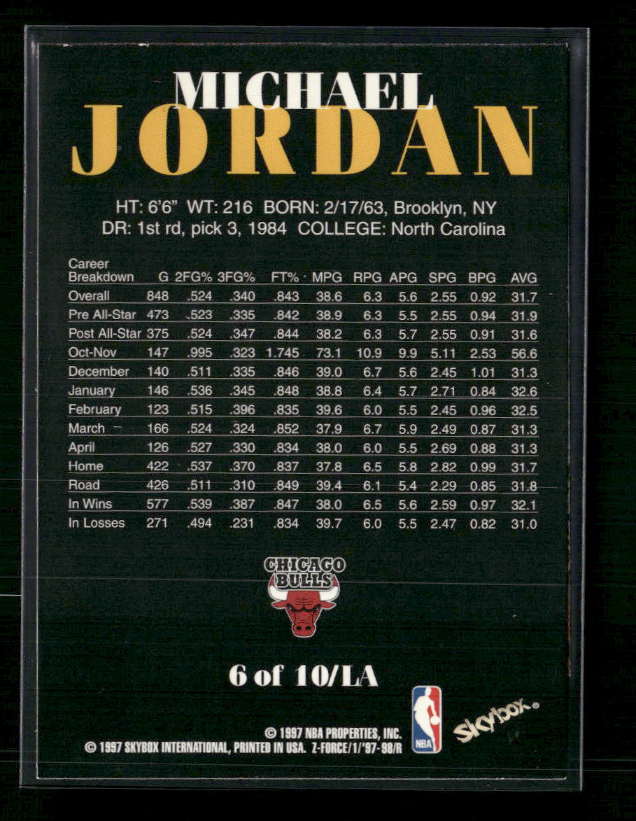 1997-98 SkyBox Z-Force Limited-Access Michael Jordan #6 LA