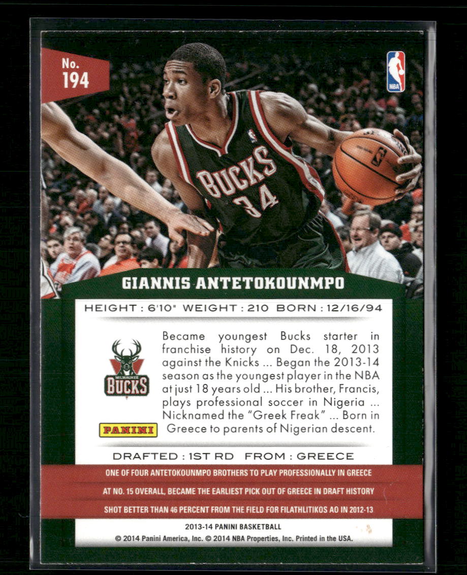2013-14 Panini Giannis Antetokounmpo RC #194