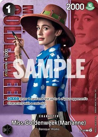 Miss.Goldenweek (Marianne) - P-146 (Premium Card Collection -Live Action Edition Vol.2 Baroque Works-) (P-146) - One Piece Promotion Cards Foil - Golden Apple Comics