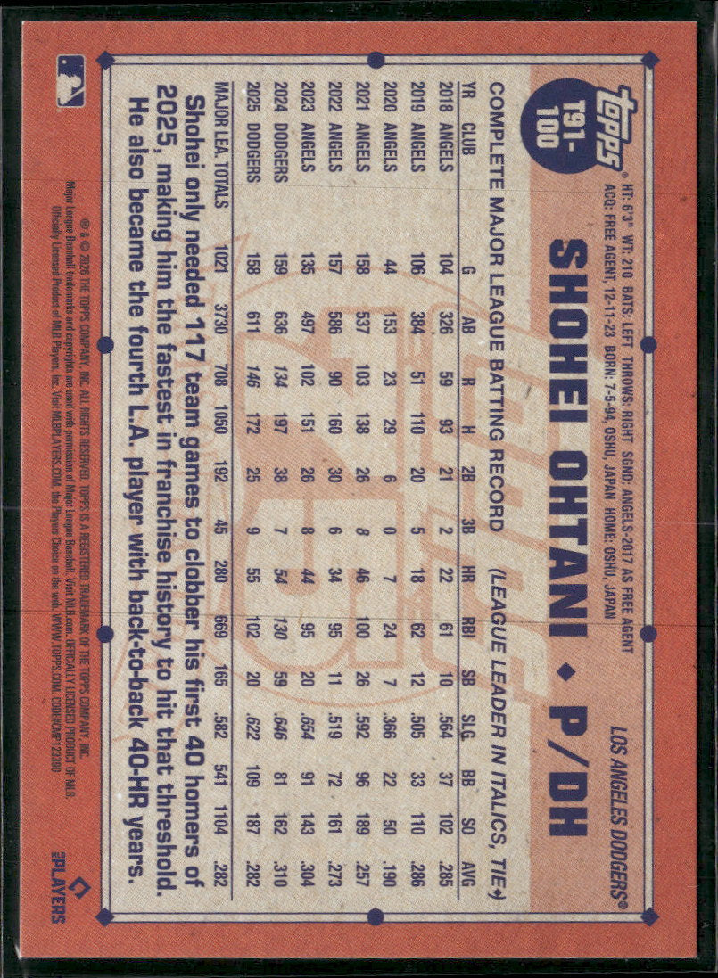 2026 Topps 1991 Baseball 35th Anniversary Crackle Foil Shohei Ohtani #T91-100