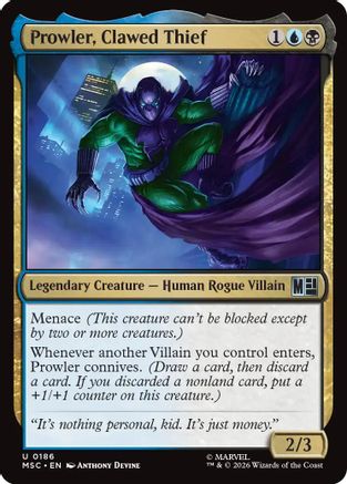 Prowler, Clawed Thief (MSC-186) - Commander: Marvel Super Heroes
