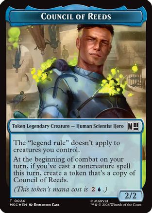 Council of Reeds (024) // Merfolk (024) Double-Sided Token (Surge Foil) (MSC-24 // 24) - Commander: Marvel Super Heroes Foil