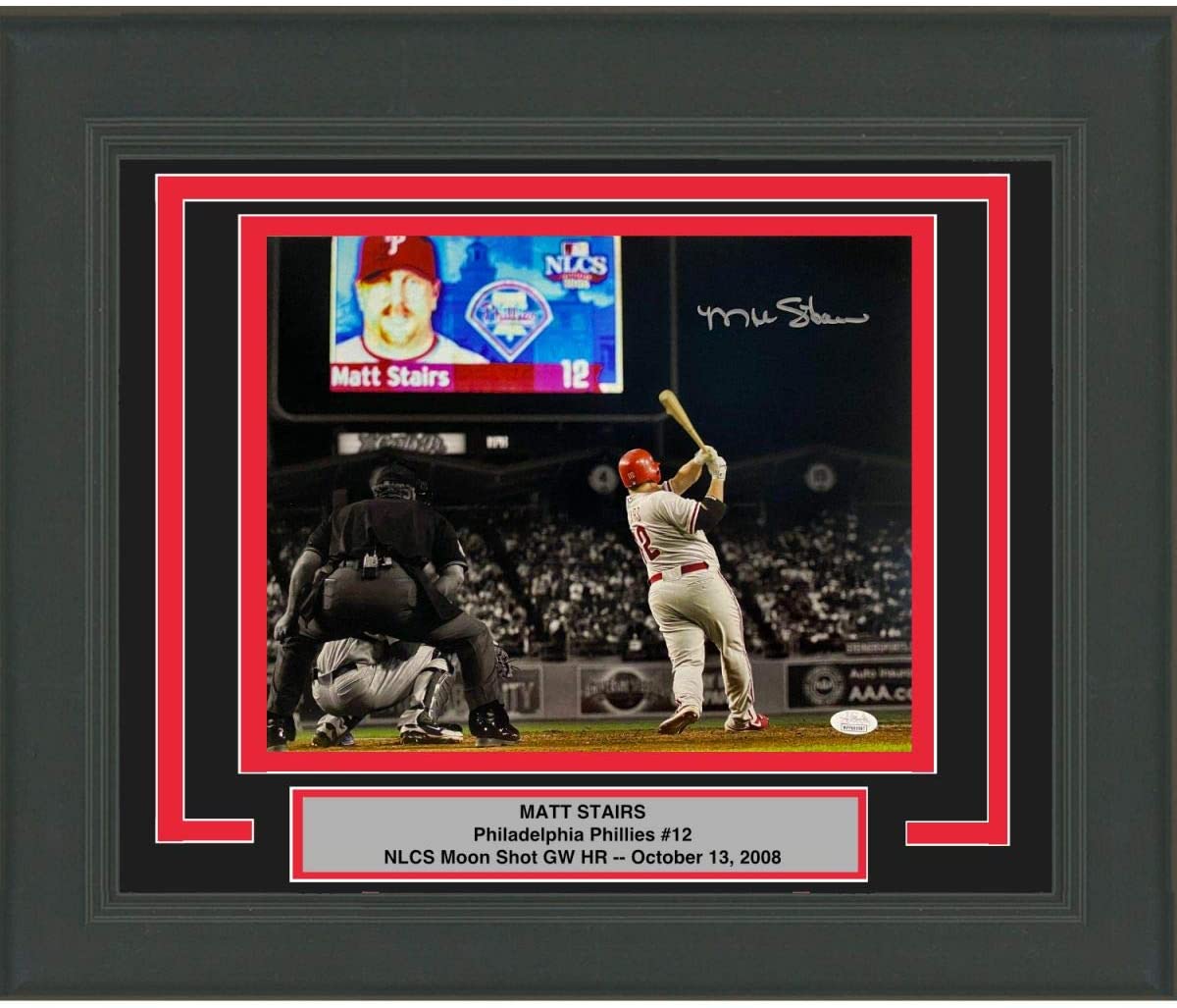 Framed Autographed/Signed Matt Stairs Moon Shot Philadelphia Phillies 11x14 Baseball Photo JSA COA - Golden Apple Comics