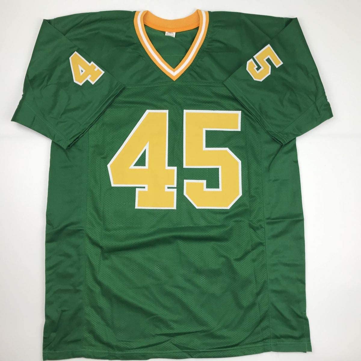 Autographed/Signed Rudy Ruettiger Notre Dame Green College Football Jersey JSA COA