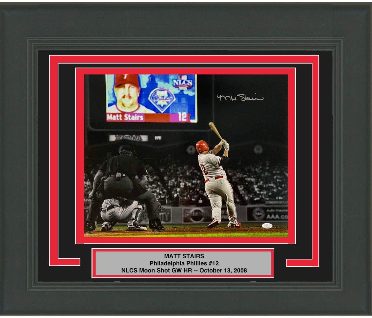 Framed Autographed/Signed Matt Stairs Moon Shot Philadelphia Phillies 16x20 Baseball Photo JSA COA - Golden Apple Comics