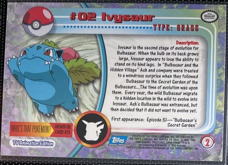 Ivysaur (2) [Topps TV Animation Edition Series 1 (Black Logo)
