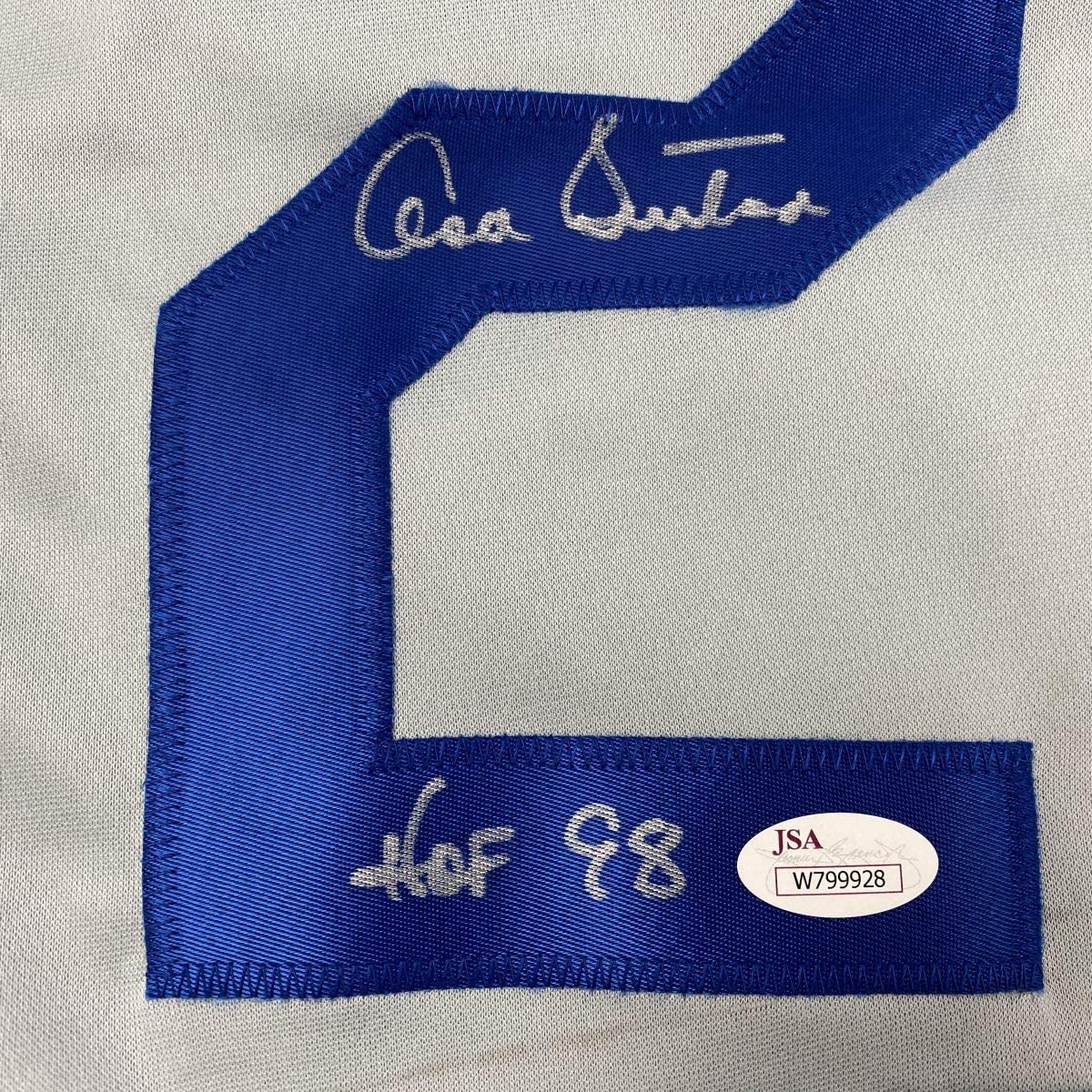 Autographed/Signed Don Sutton HOF 98 Los Angeles LA Grey Baseball Jersey JSA COA