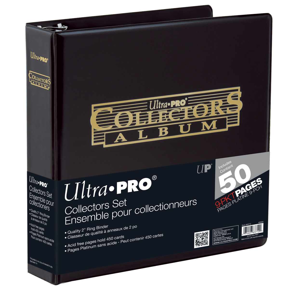 2" Black and Gold Foil Collectors Album with 9-Pocket Platinum Pages (50ct) for Trading Cards
