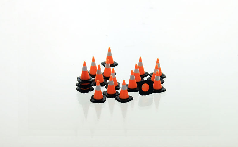 3D To Scale 64-110-3C 1/64 – Traffic Cones 18pk Black/White Detail