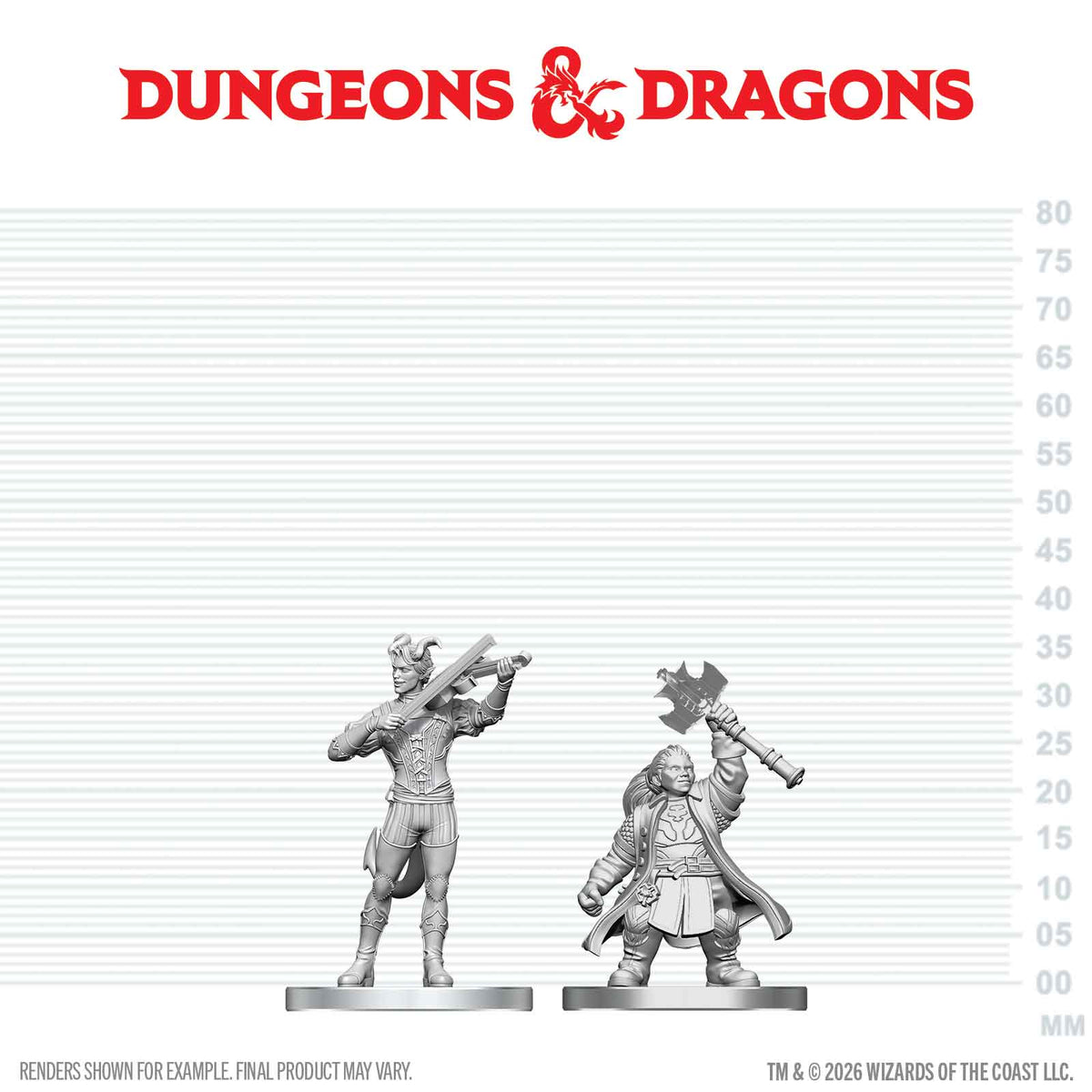 D&D: Nolzur's Marvelous Unpainted Miniatures - Tiefling Bard & Dwarf Cleric