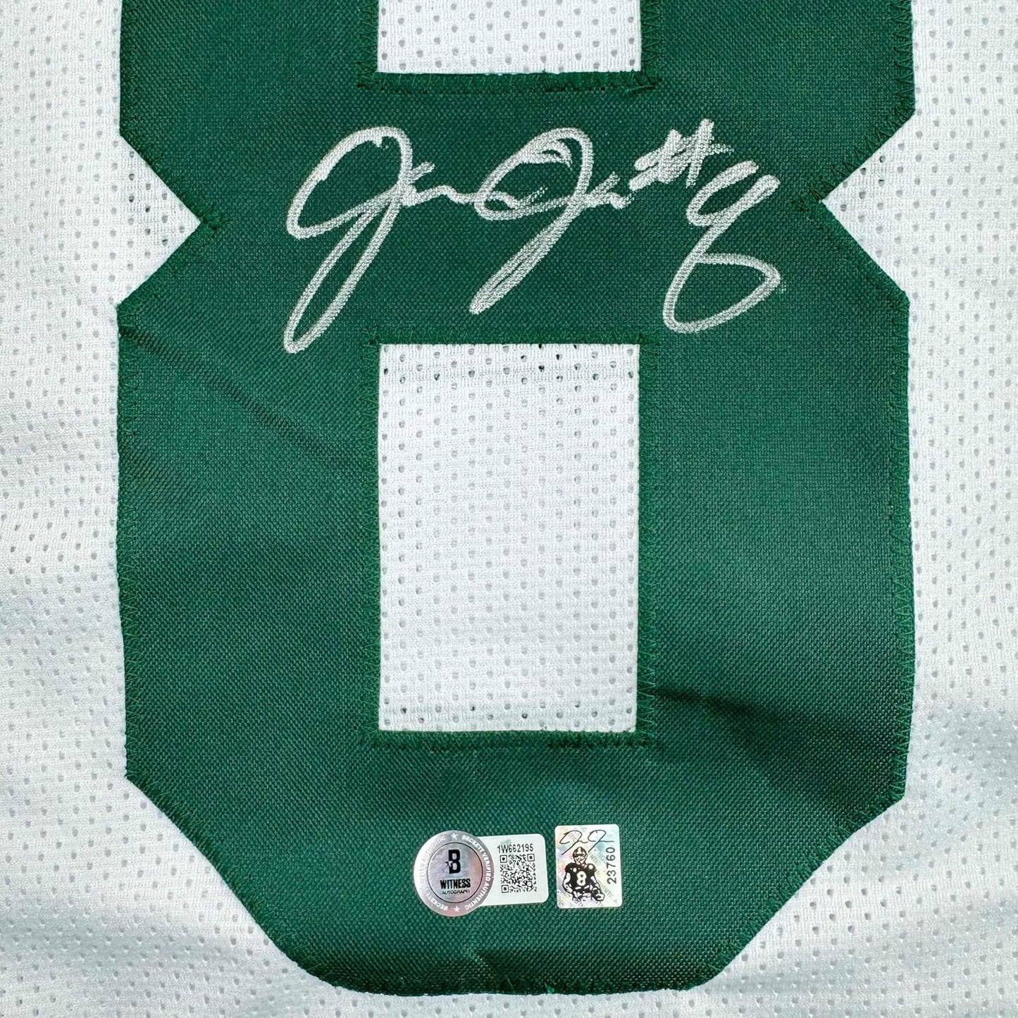 Framed Autographed/Signed Josh Jacobs 35x39 Green Bay White Football Jersey Beckett BAS COA - Golden Apple Comics