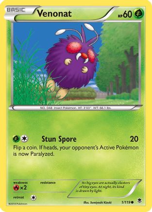 Venonat 001/119 - XY Phantom Forces Reverse Holofoil
