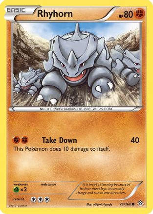Rhyhorn 074/160 - XY Primal Clash Reverse Holofoil