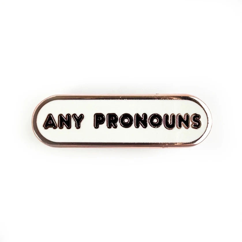 Pride Pals Pronoun Enamel Pin - Any Pronouns (White)