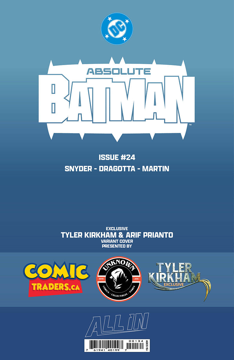 ABSOLUTE BATMAN #24 TYLER KIRKHAM BATTLE DAMAGED THE BAT EXCLUSIVE VIRGIN VAR (09/23/2026)