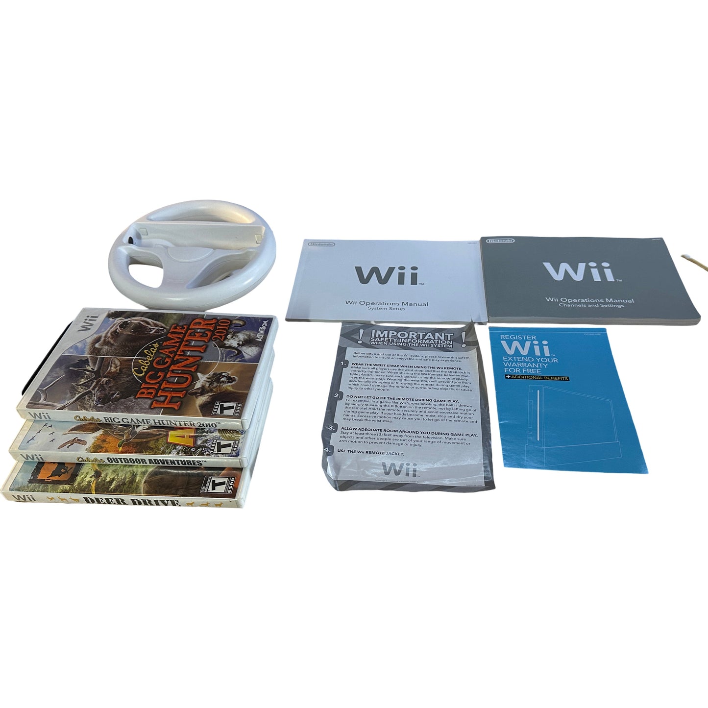 White Nintendo Wii Ultimate Hunting and Driving Bundle (GameCube Compatible)