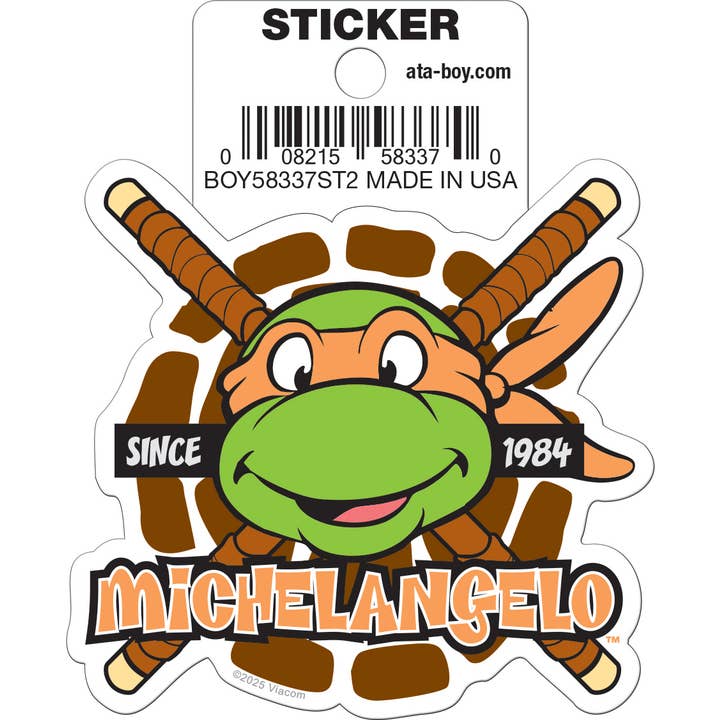 Teenage Mutant Ninja Turtles: Michelangelo Head Die Cut Vinyl Sticker - 3"