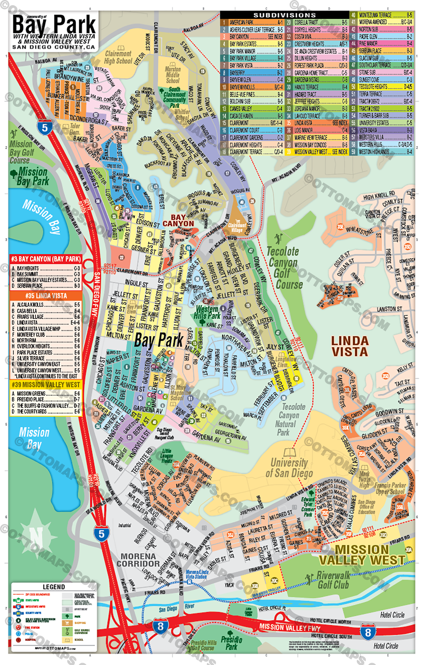 Bay Park Map, San Diego, CA - POSTER PRINTS