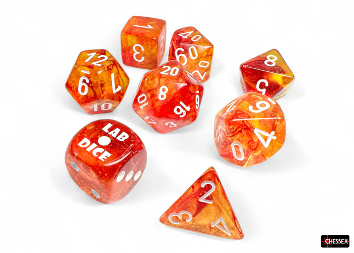 Chessex Lab Dice 9 Nebula Molten / White 7-Die Set Set