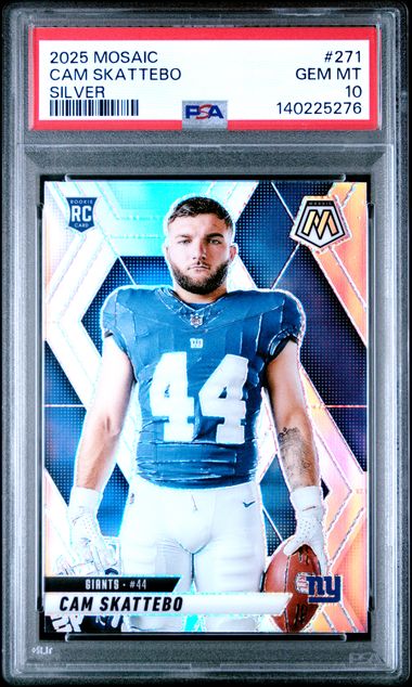 graded rookie cards Graded 2025 Panini Mosaic Cam Skattebo #271 Silver Rookie RC Football