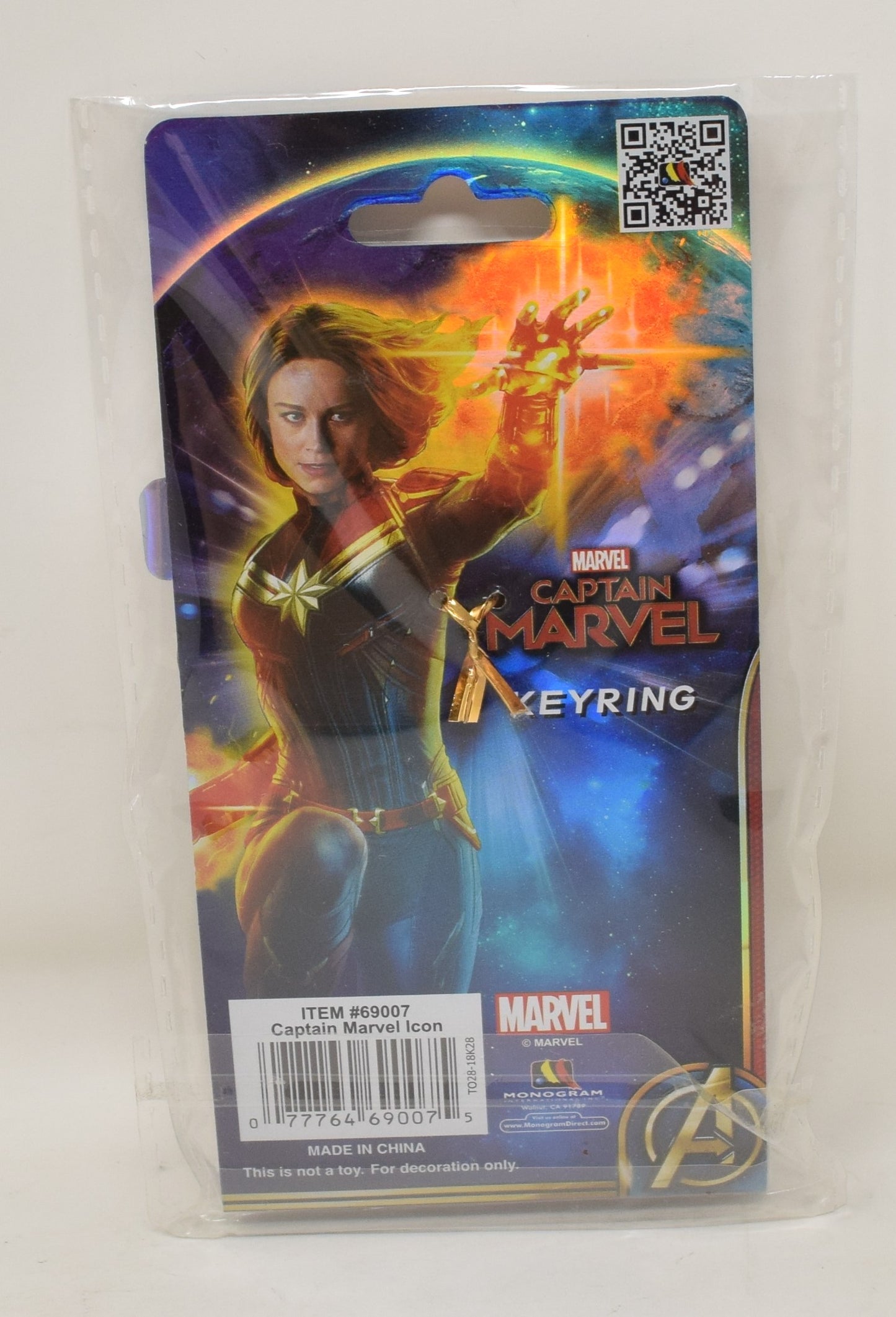 Captain Marvel Icon Movie Keyring Chain Key Holder New