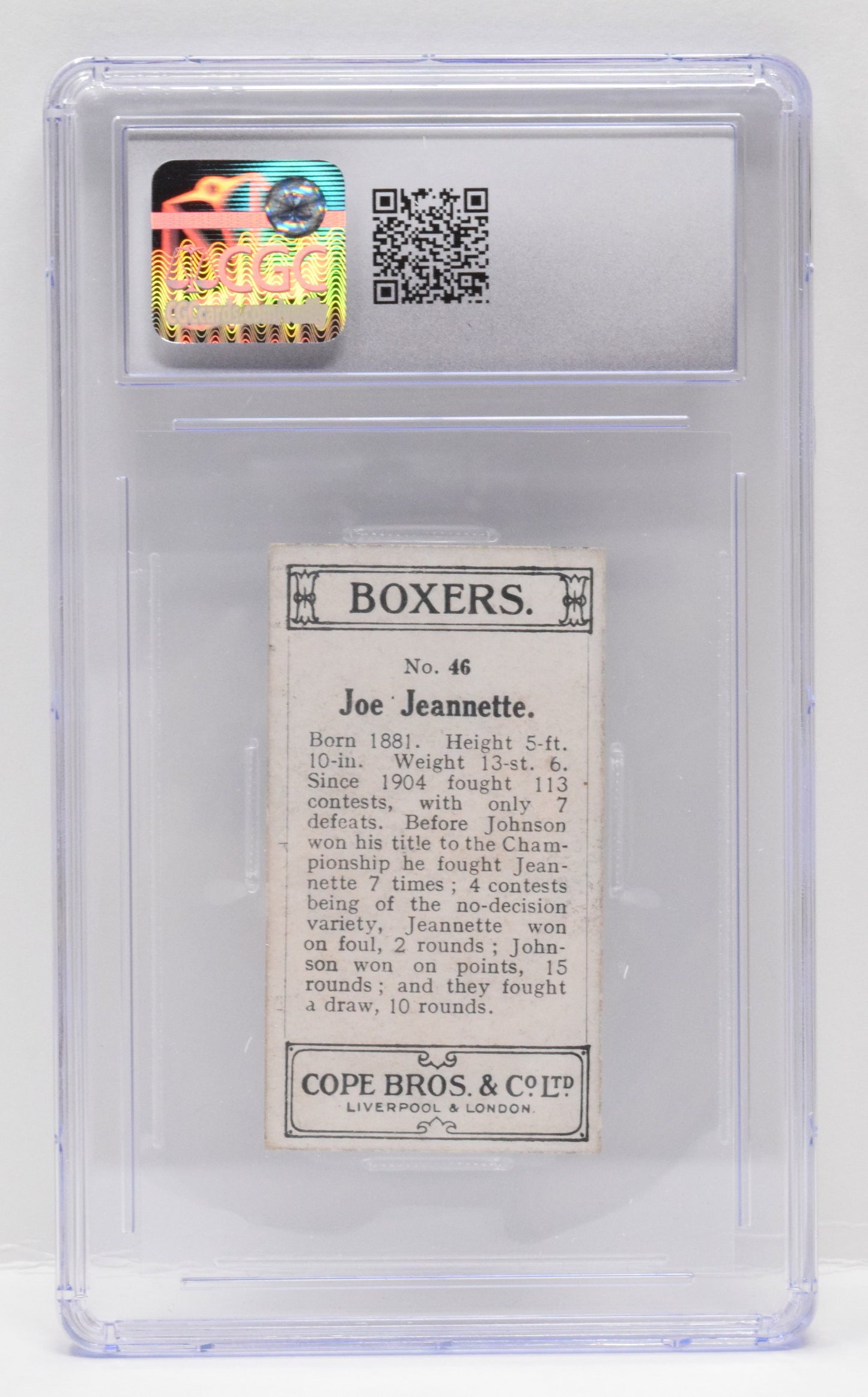 Joe Jeannette Boxing Card Copes Boxers 1915 46 CGC 4.5